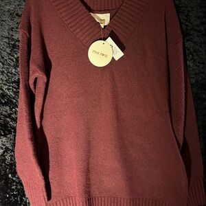 Pink Rose Maroon Knit Top